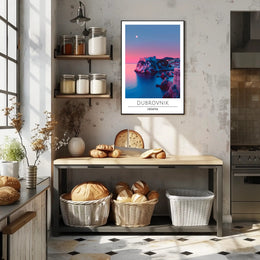 Dubrovnik Twilight Coast Travel Poster
