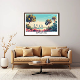 Singapore Cityscape with Marina Bay Sands Travel Poster