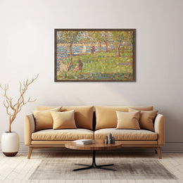 Serene Park Riverscape in Pointillist Style Artistic Poster