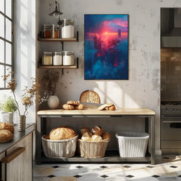 Futuristic Cityscape at Sunset - Urban or Cityscape Poster PosterGoat