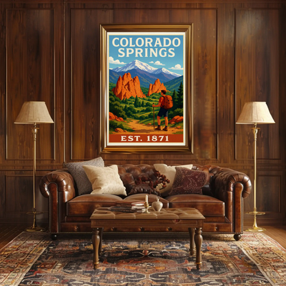 Colorado Springs Red Rocks Hiking Est 1871 Travel Poster