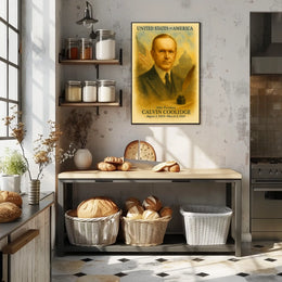 Calvin Coolidge 30th President of the United States Vintage Watercolor Poster