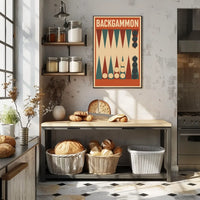 Backgammon Vintage Style Board Game Art Poster