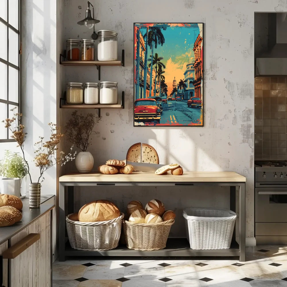 Havana Retro Street Scene Pop Art Poster
