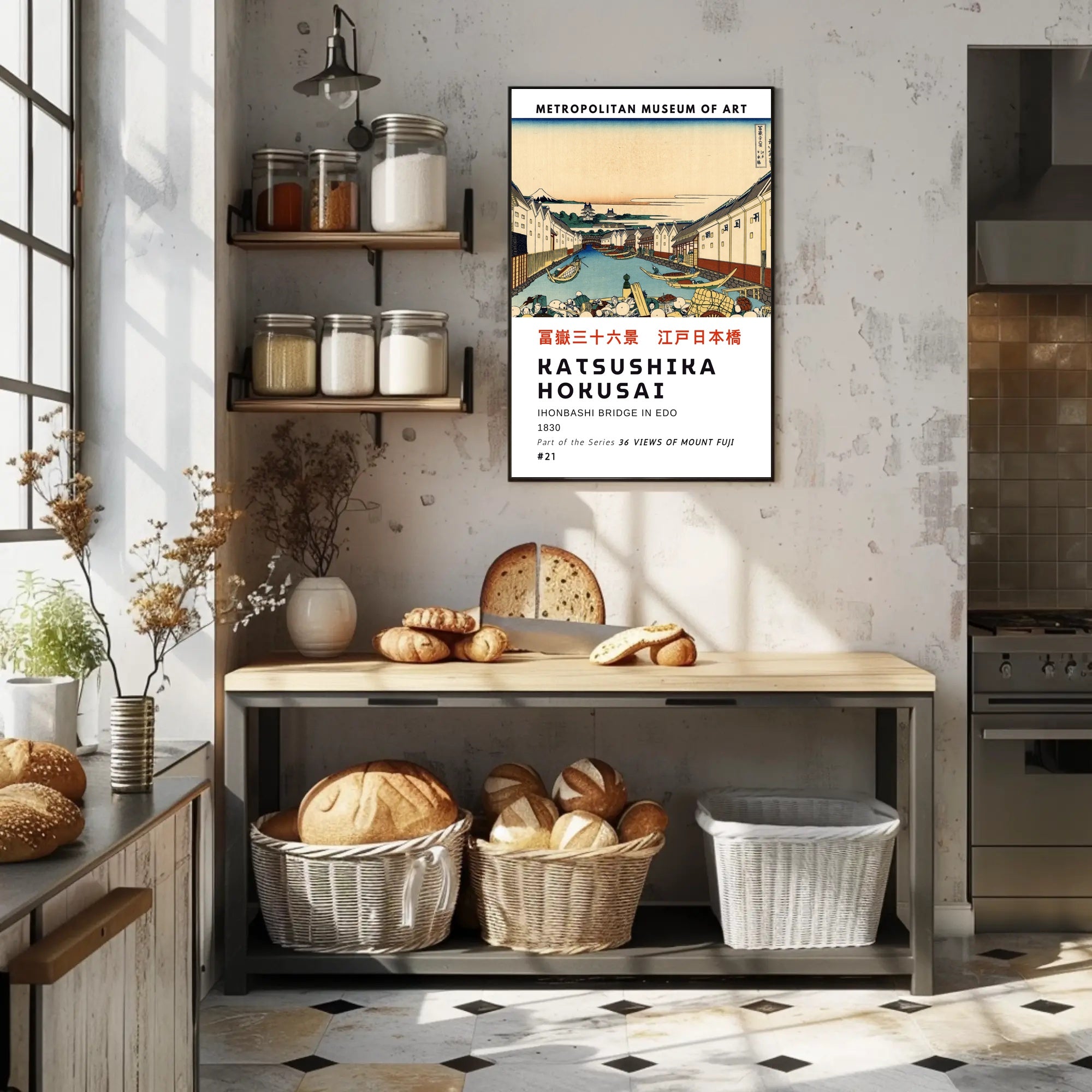Katsushika Hokusai Ihonbashi Bridge in Edo Poster
