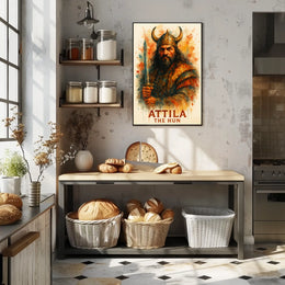 Attila the Hun Watercolor Warrior Art Poster