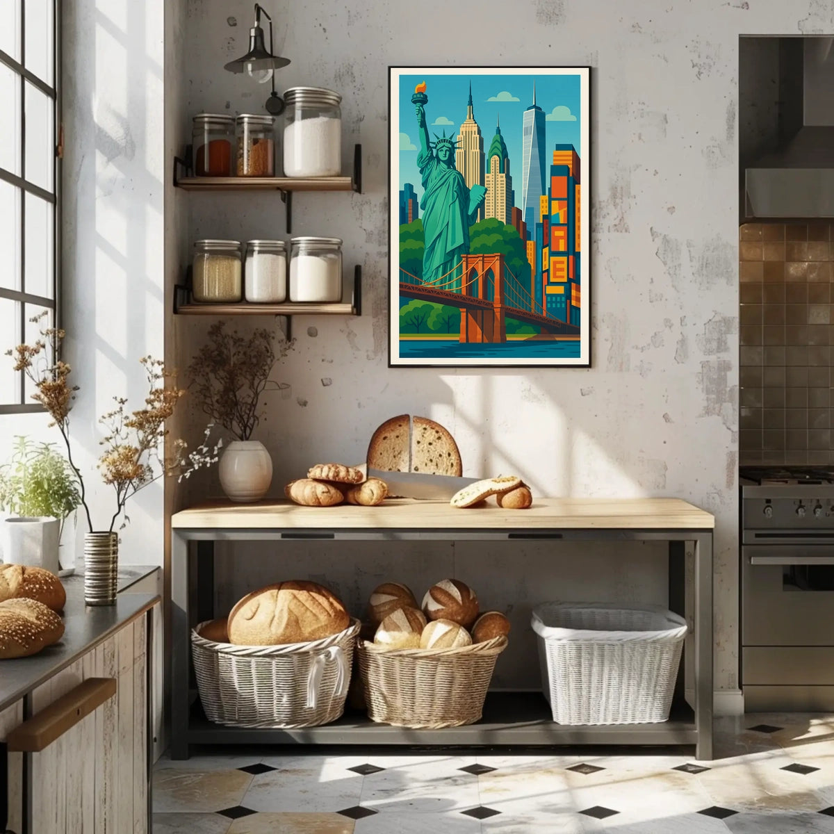 Iconic New York City Poster Vibrant Skyline Urban Decor