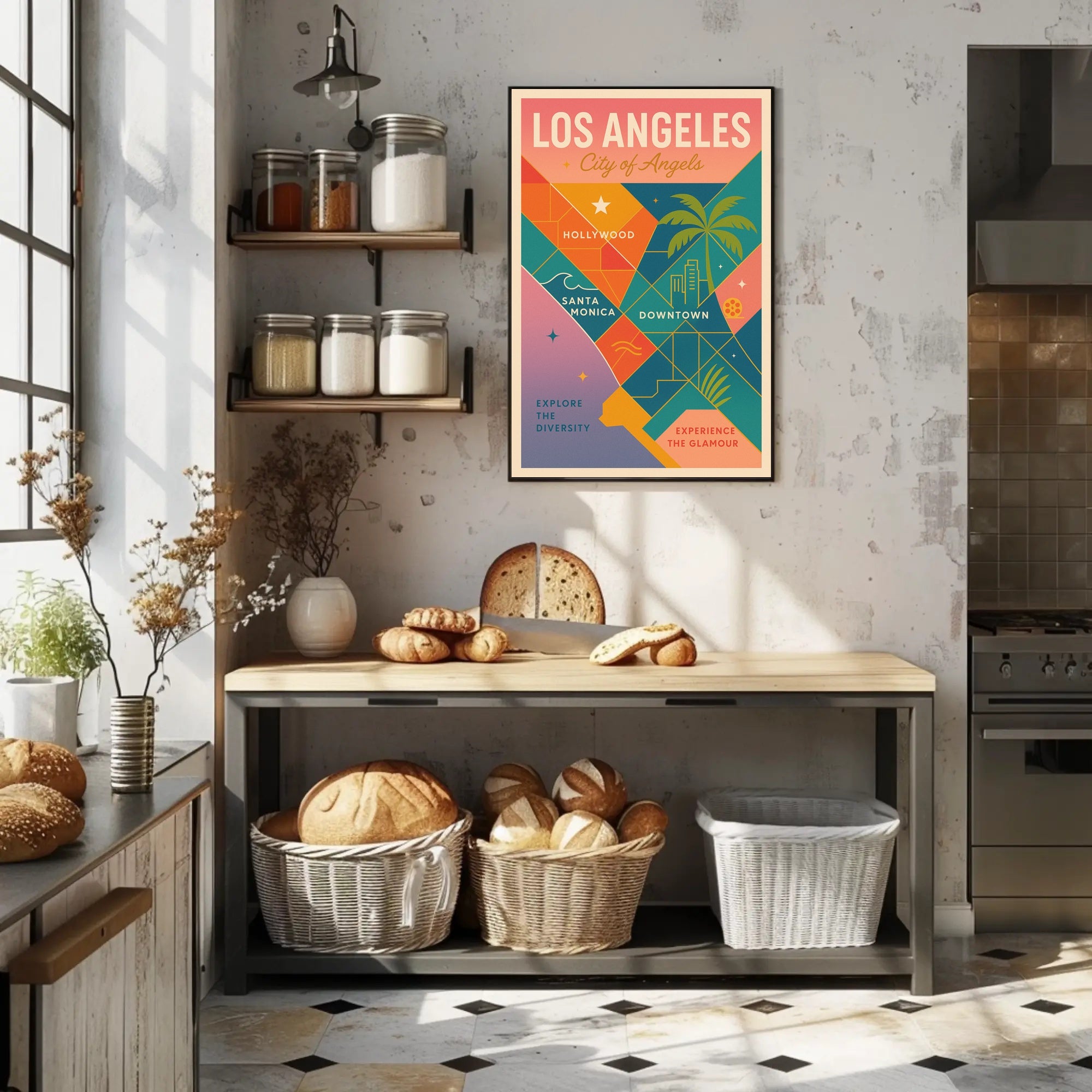 Vibrant Los Angeles Map Retro-Modern Travel Poster PosterGoat