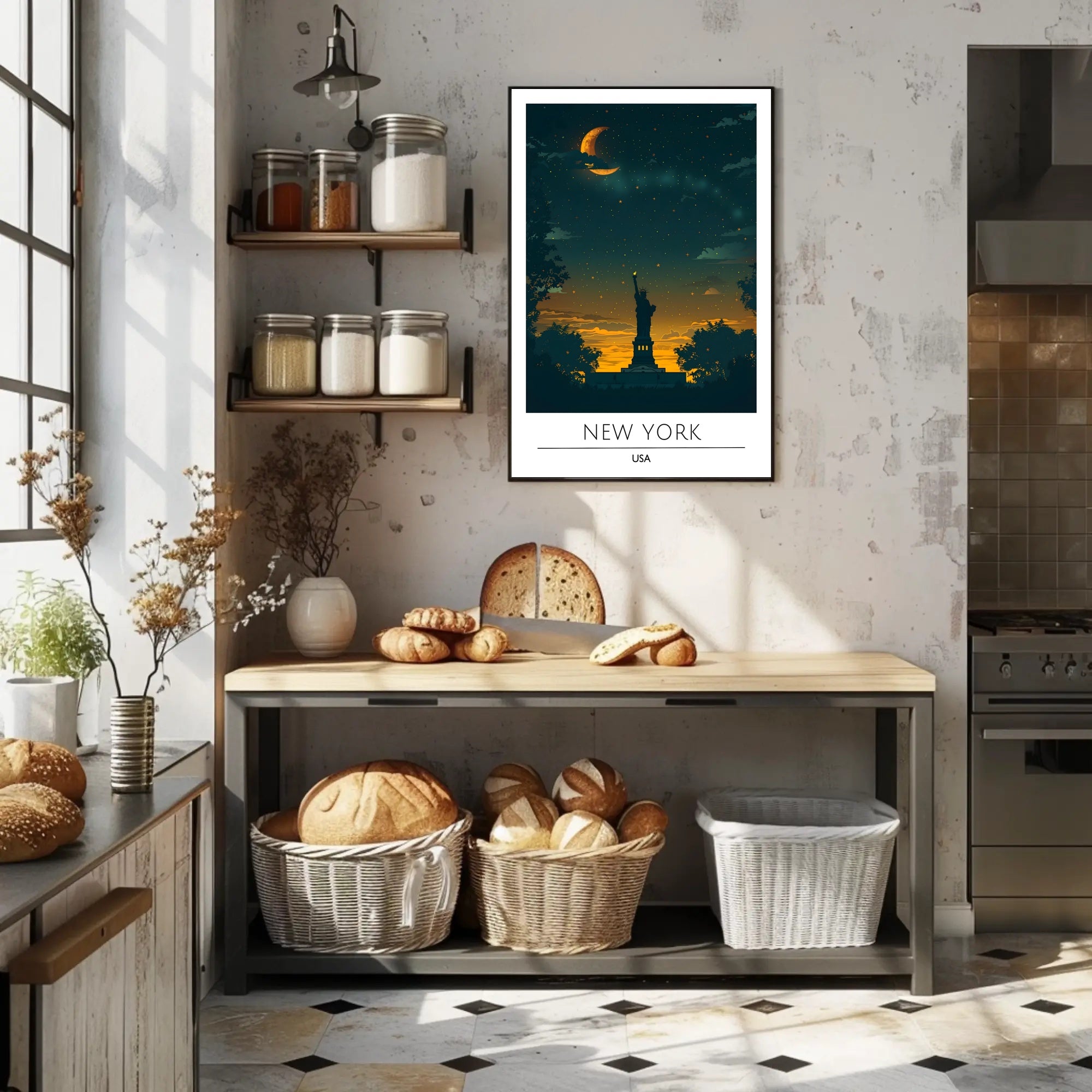 Statue of Liberty Twilight Silhouette Art Poster