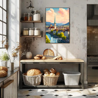 Zurich Cityscape Modern Art Travel Poster