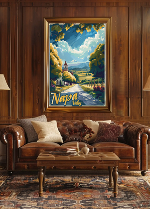 Napa Valley Vineyard Road California Travel Poster