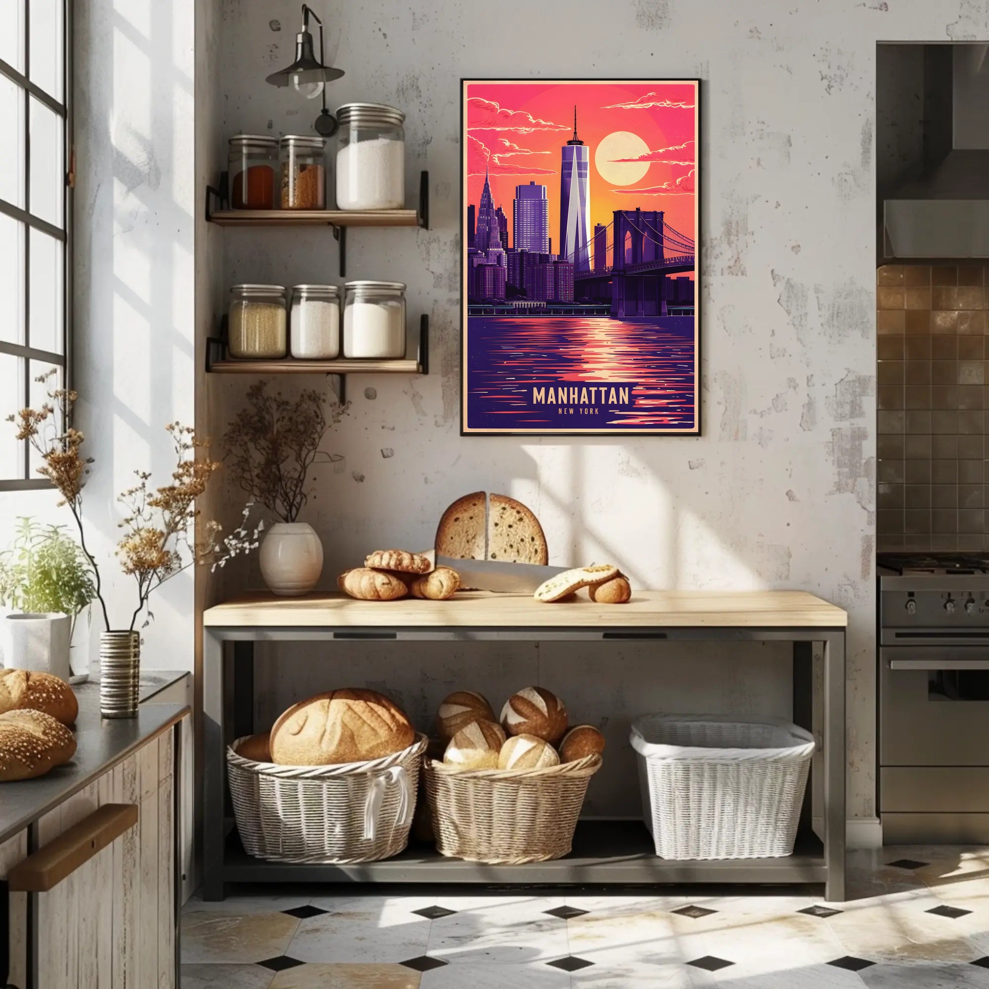 Manhattan Skyline at Sunset Poster