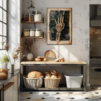 Elegant Skeletal Hand with Quill Artistic Poster