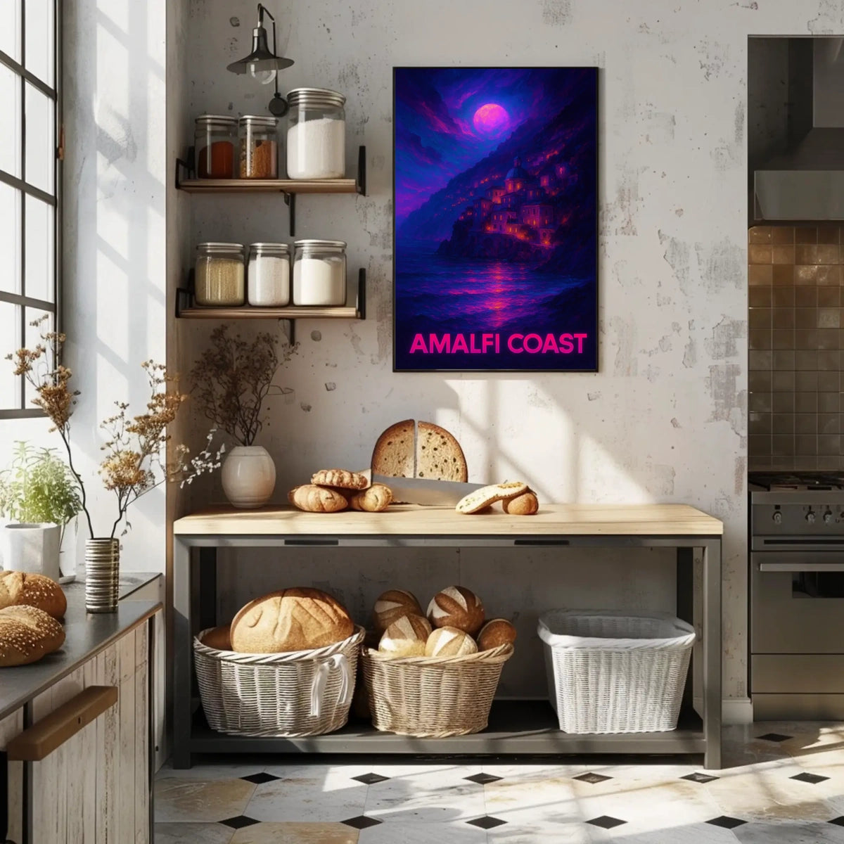 Amalfi Coast Enchanting Nightscape Poster
