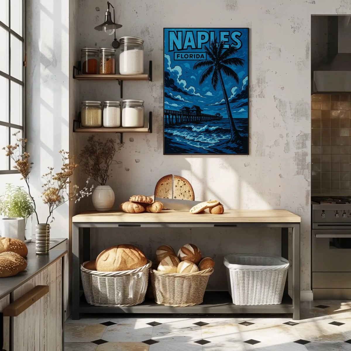 Naples Florida Poster Coastal Wall Art for Beach Decor