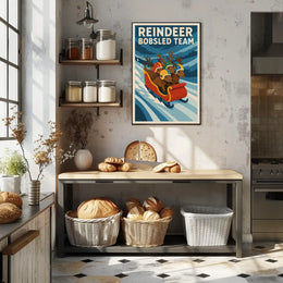 Reindeer Bobsled Team Poster