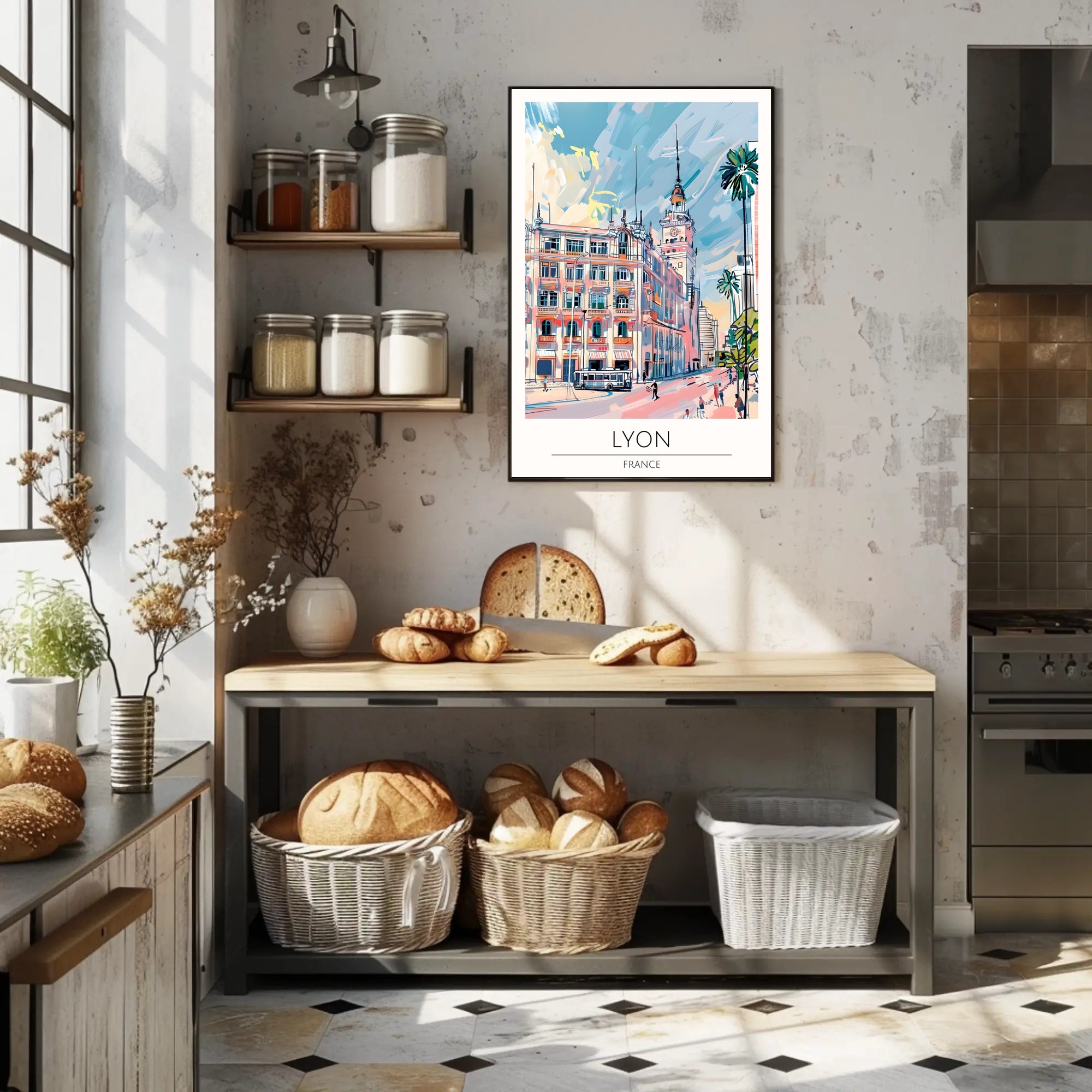 Vibrant Lyon Illustration Poster PosterGoat
