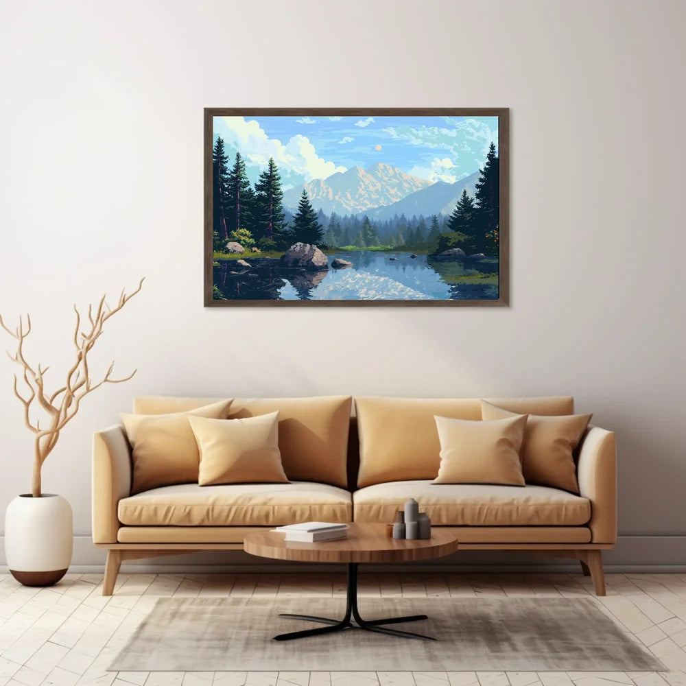 Tranquil Mountain Lake Vintage Travel Poster Art
