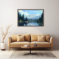Tranquil Mountain Lake Vintage Travel Poster Art