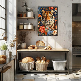 Majestic Tiger Wall Art Amidst Blossoms