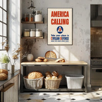 America Calling: Civilian Defense WWII Propaganda Poster