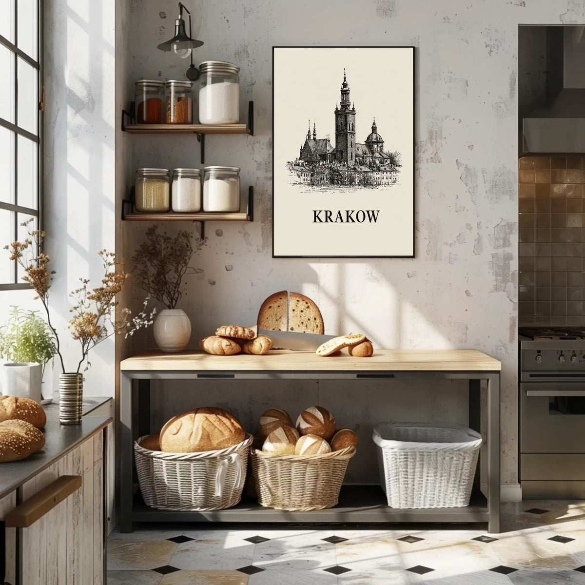Krakow Architectural Illustration Poster