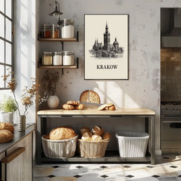 Krakow Architectural Illustration Poster