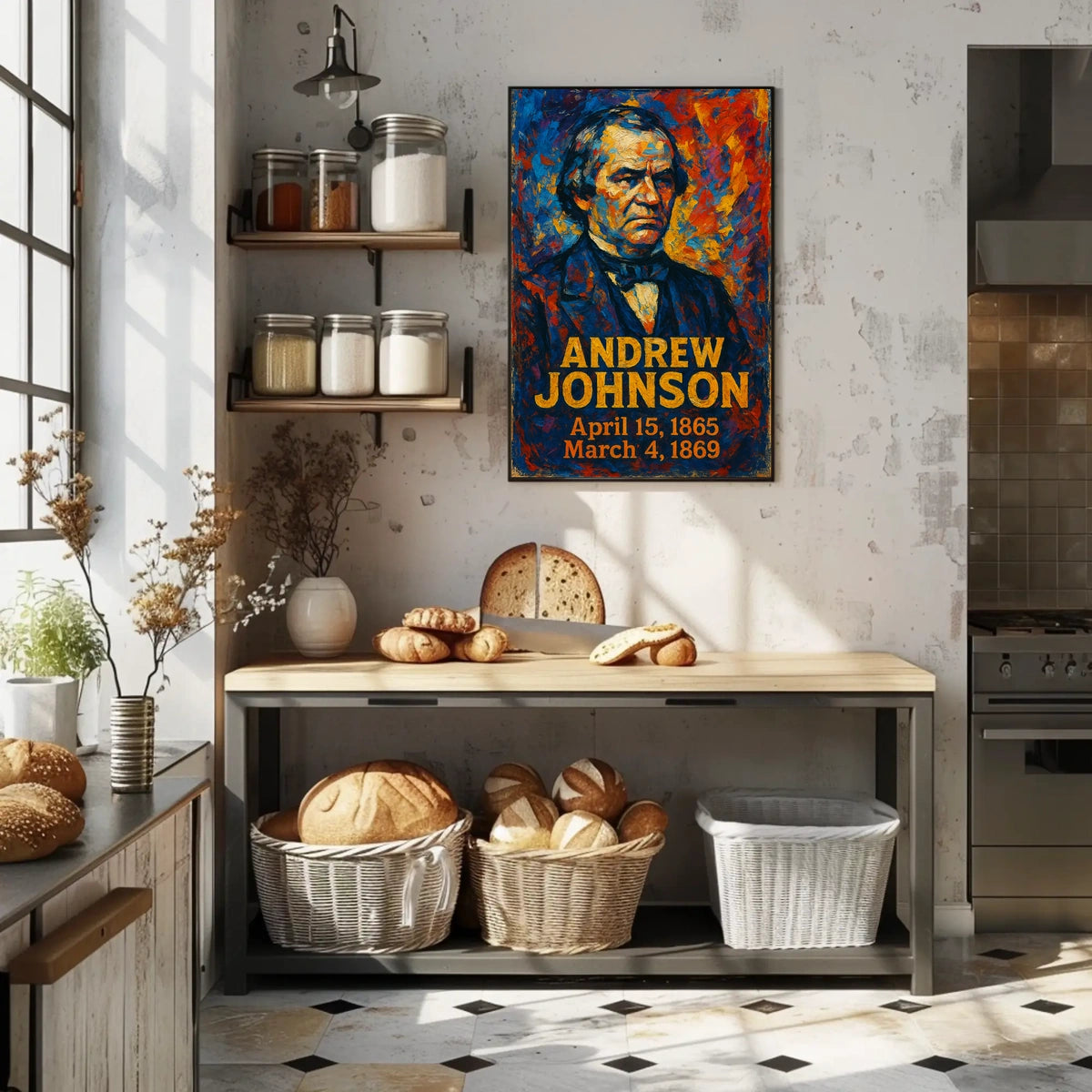 Andrew Johnson 17th President of the United States Glitch Hop Art Poster