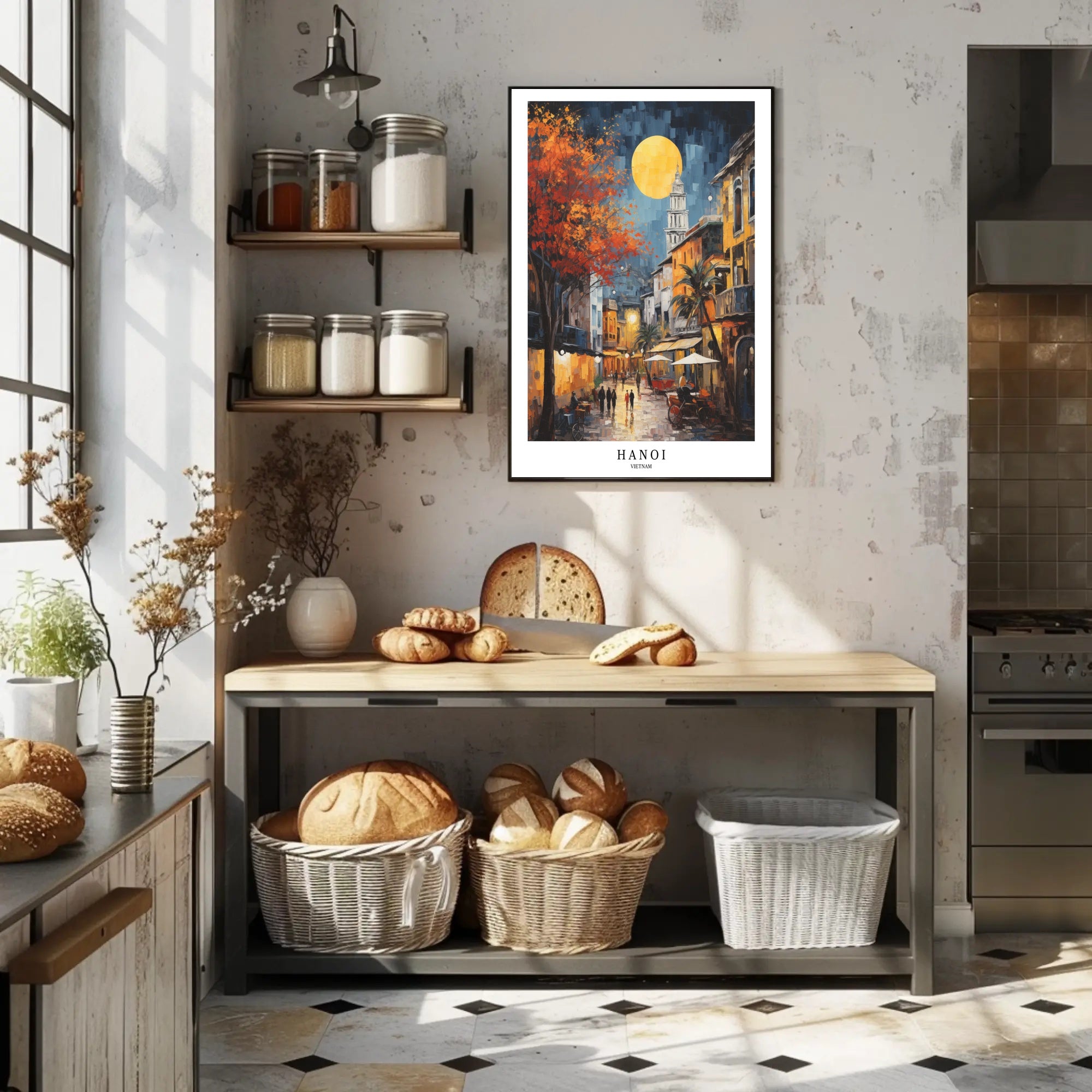 Vibrant Hanoi Evening Urban Cityscape Poster PosterGoat