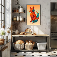 Geometric Fox With Headphones Poster