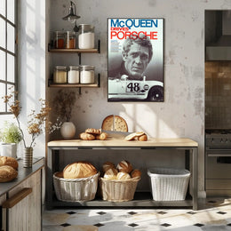 McQueen Drives Porsche Poster