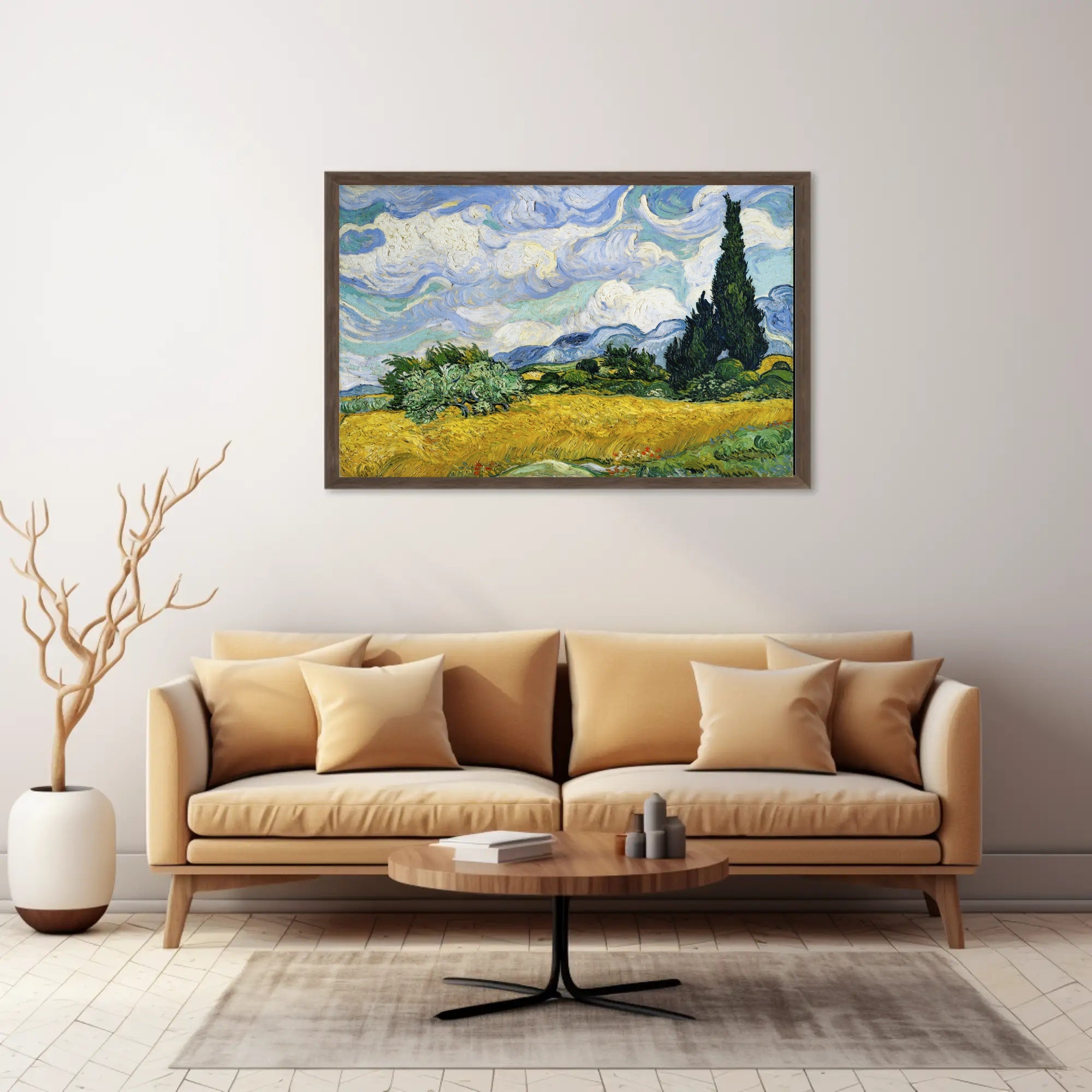 Wheat Field with Cypresses Poster