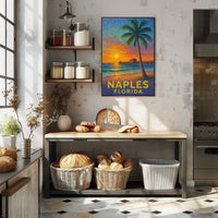 Naples Florida Sunset Poster Coastal Wall Art Decor