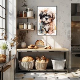 Watercolor Puppy Poster Cute Pet Wall Art Print