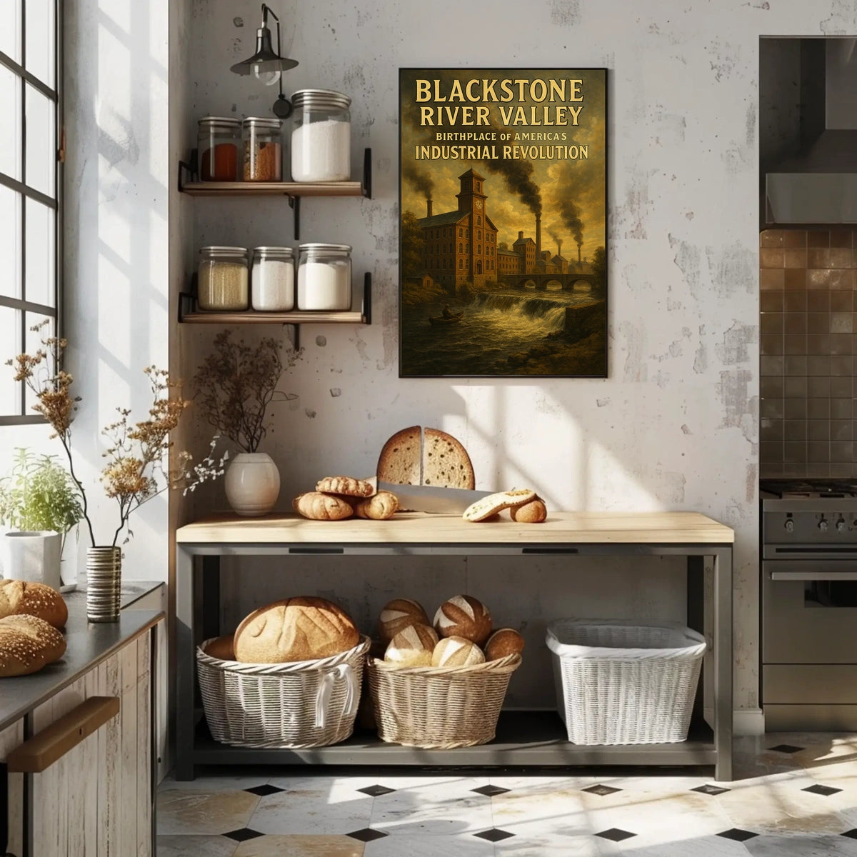 Blackstone River Valley Historic Industrial Revolution Scenic Travel Print Home Decor Poster