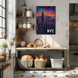 New York City Skyline Artwork Poster Modern Wall Art