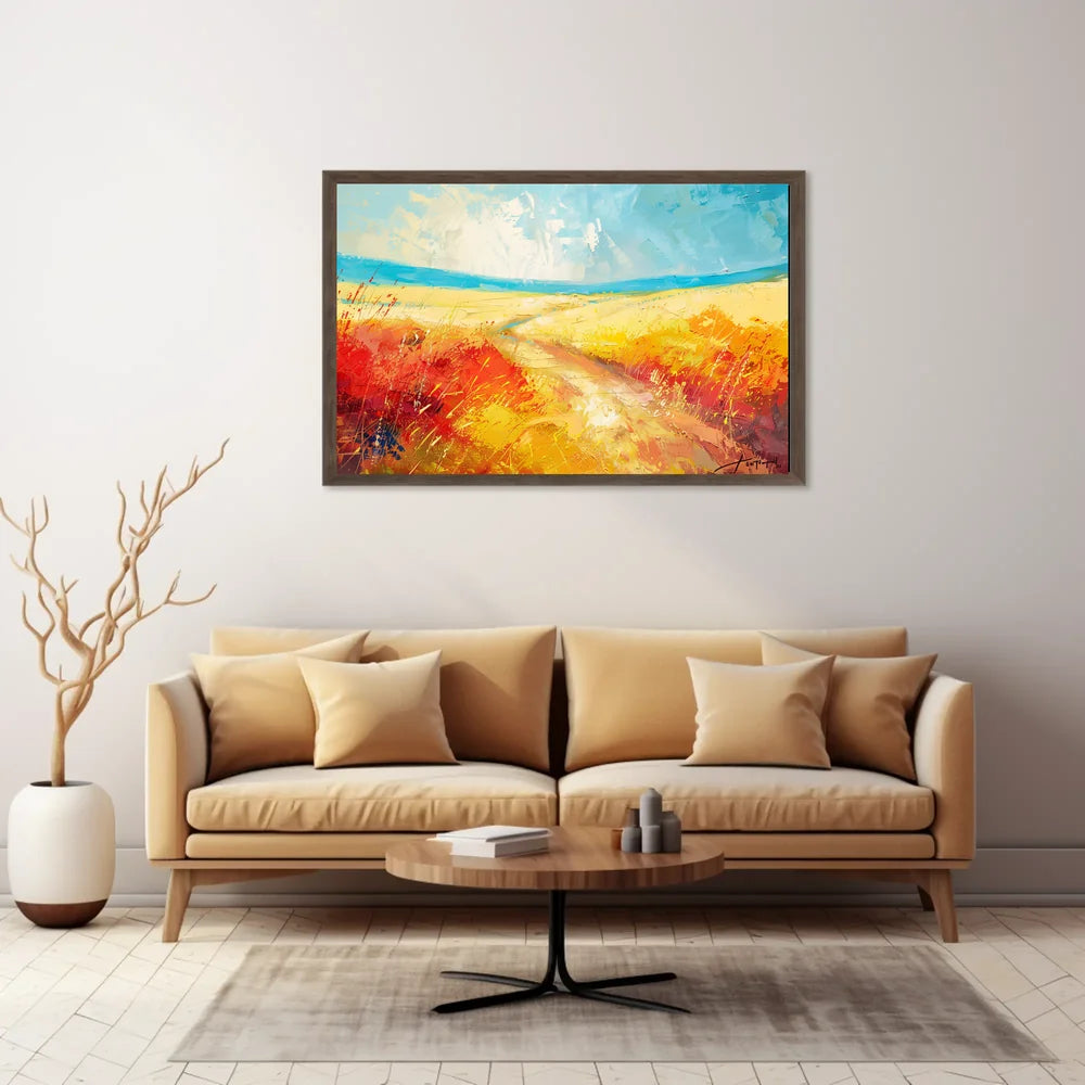 Vibrant Impressionistic Rural Landscape Abstract Painting