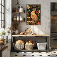 Floral Rabbit Portrait Wall Art Print