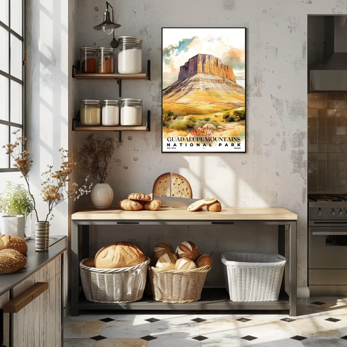 Guadalupe Mountains Watercolor Wall Art Poster