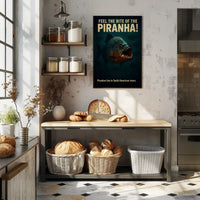 Fierce Piranha Vintage Illustration Animal Poster