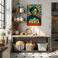 Franklin Pierce 14th President of the United States Colorful Comic Book Style Poster
