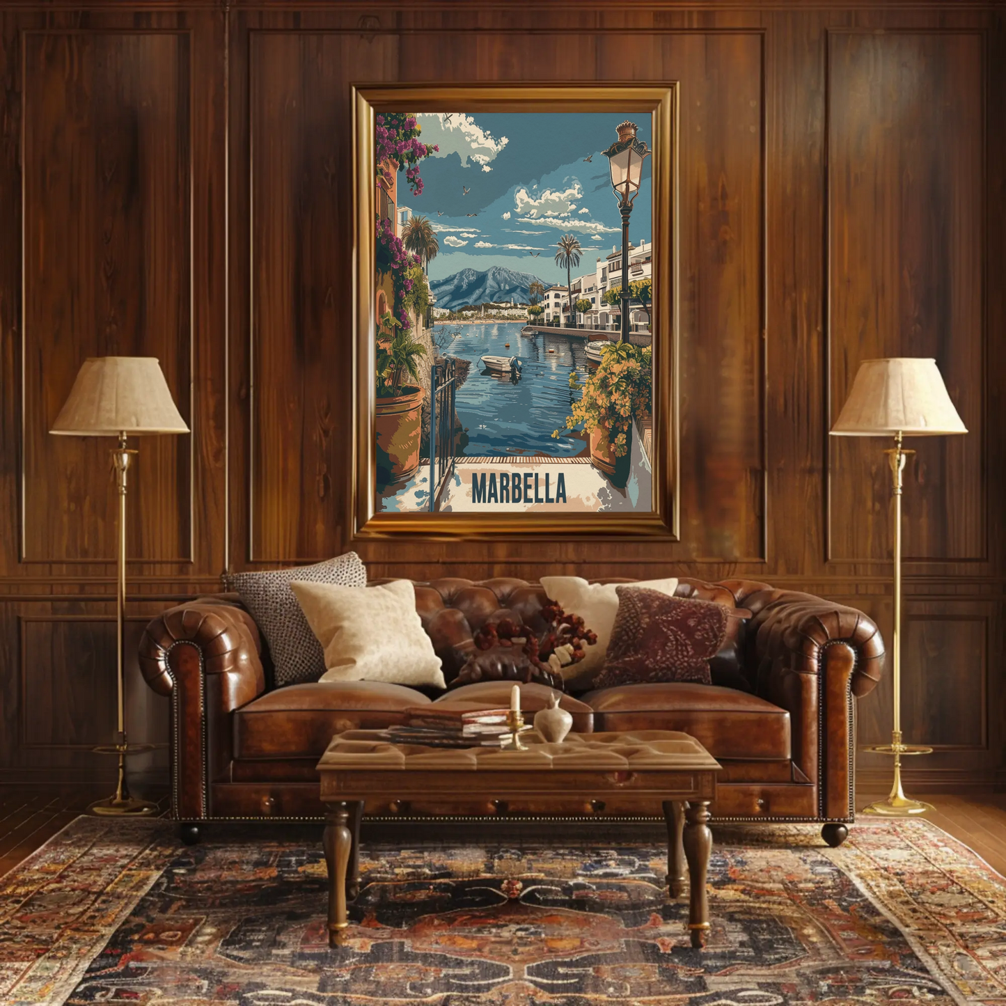 Marbella Seaside Town Waterfront Travel Poster