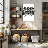 Skeletons in Suits Black-and-white Illustration Poster