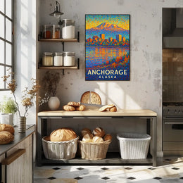 Anchorage Abstract Cityscape Poster: Vibrant Pointillist Art