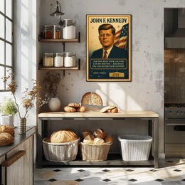 JFK Patriotic Vintage Poster with Inspirational Quote