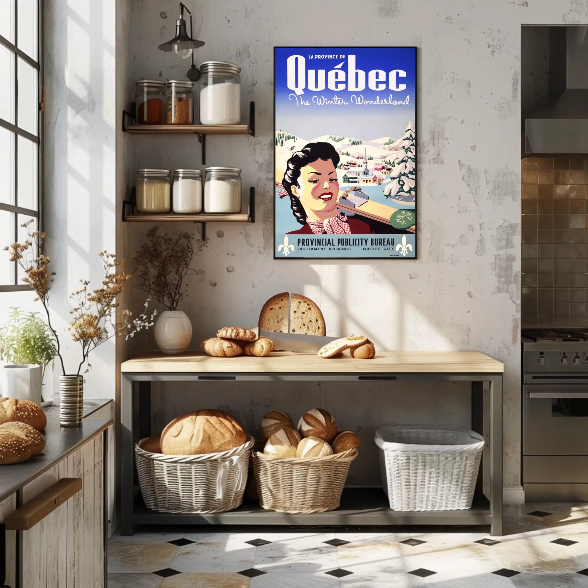 Vintage Québec Winter Wonderland Travel Poster PosterGoat