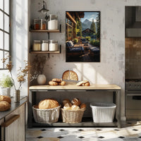 Serene Mountain Retreat Photorealistic Travel Poster