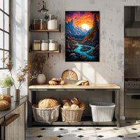 Vibrant Mountain Sunset Poster PosterGoat