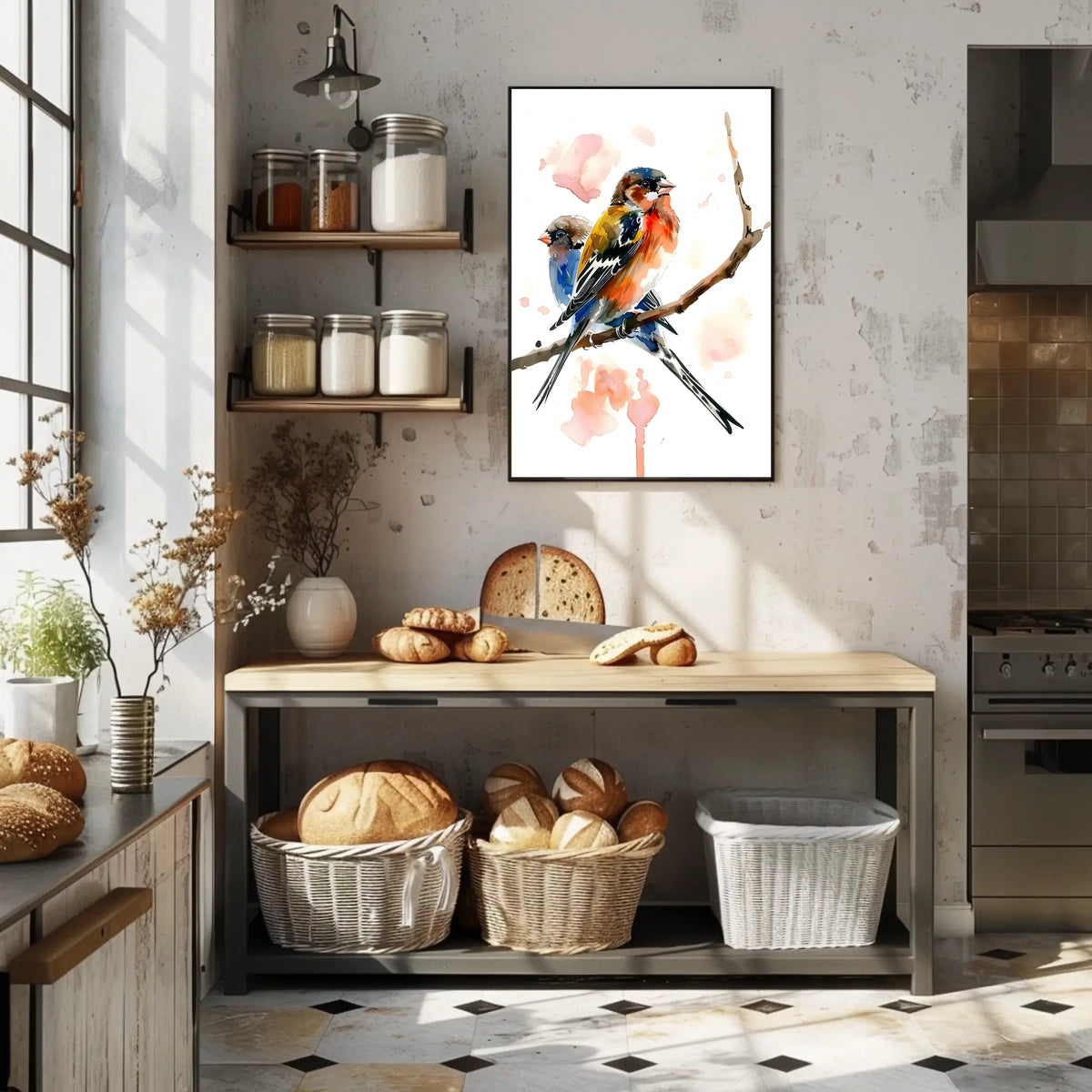 Vibrant Birds on a Branch Poster