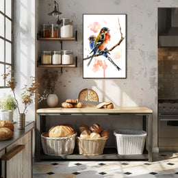 Vibrant Birds on a Branch Poster
